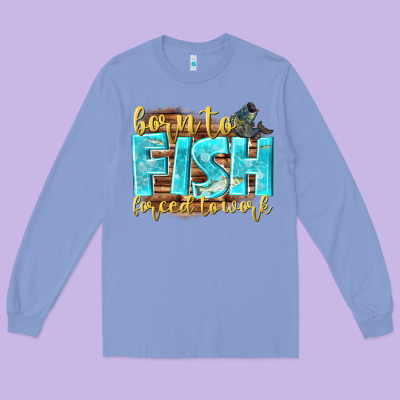 Born To Fish Forced To Work Long Sleeve Tee Designed By Nancycooperartshop