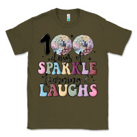 Army Green 100 days of sparkle learning and laugh faux sequin Classic Tee - MaliasSmallBusiness