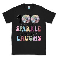 Black 100 days of sparkle learning and laugh faux sequin Classic Tee - MaliasSmallBusiness