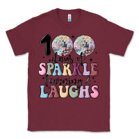 Burgundy 100 days of sparkle learning and laugh faux sequin Classic Tee - MaliasSmallBusiness