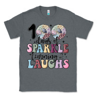 Charcoal Heather 100 days of sparkle learning and laugh faux sequin Classic Tee - MaliasSmallBusiness