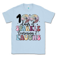 Dusty Blue 100 days of sparkle learning and laugh faux sequin Classic Tee - MaliasSmallBusiness
