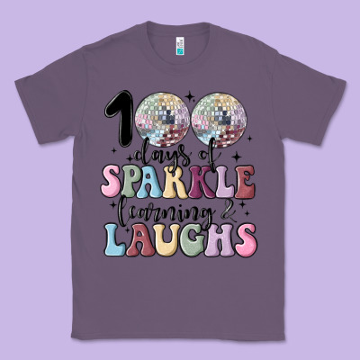 100 Days Of Sparkle Learning And Laugh Faux Sequin Classic Tee Designed By Maliassmallbusiness