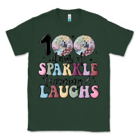 Sports Green 100 days of sparkle learning and laugh faux sequin Classic Tee - MaliasSmallBusiness