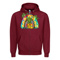 Burgundy pineapple rainbow Zipper Hoodie - BarkalooDesign