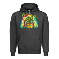 Charcoal Heather pineapple rainbow Zipper Hoodie - BarkalooDesign