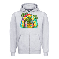 Heather Grey pineapple rainbow Zipper Hoodie - BarkalooDesign