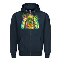 Navy pineapple rainbow Zipper Hoodie - BarkalooDesign