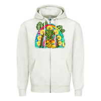 Oatmeal Heather pineapple rainbow Zipper Hoodie - BarkalooDesign