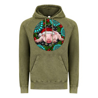 Vintage Olive Baby Pig Christmas Vintage Hoodie - RanaPortraitStore