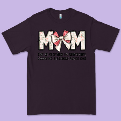 Mom She Is Clothed In Gratitude Counting Blessings Premium Tee Designed By Jahusdesignshop