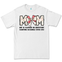 White mom she is clothed in gratitude counting blessings Premium Tee - JahusDesignShop