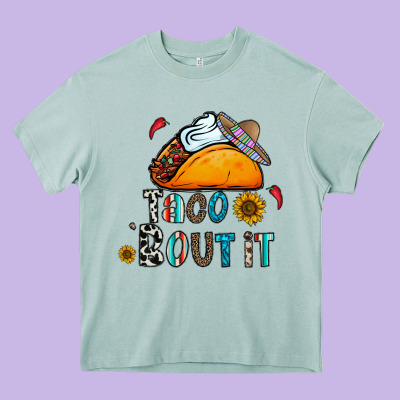 Taco Bout It Heavy Core Tee Designed By Cowhidedigitalart