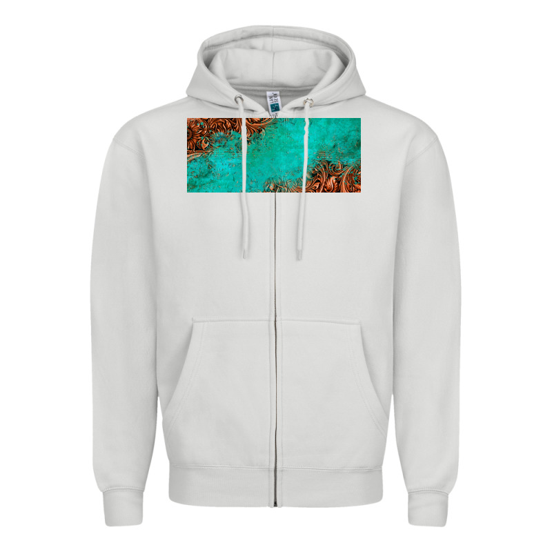 Tooled Leather Turquoise Glitter 11oz Mug Zipper Hoodie by Jasminsmagicworld | Teevron