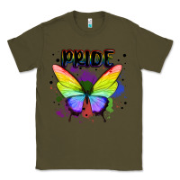Army Green rainbow butterfly pride lgbtq Classic Tee - MaliasSmallBusiness