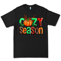 Black cozy season with fall colors palette and pumpkin Premium Tee - AdoDesignShop