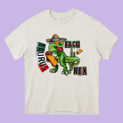 Taco Saurus Rex Heavy Core Tee Designed By Cowhidedigitalart