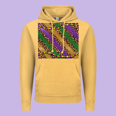 Mardi Gras Leopard Glitter Bead Vintage Hoodie Designed By Barkaloodesign