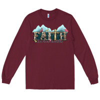 Burgundy faith can move mountains cross Long Sleeve Tee - NancyCooperArtShop