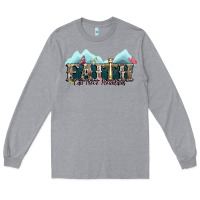 Heather Grey faith can move mountains cross Long Sleeve Tee - NancyCooperArtShop