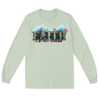 Matcha faith can move mountains cross Long Sleeve Tee - NancyCooperArtShop