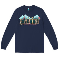 Navy faith can move mountains cross Long Sleeve Tee - NancyCooperArtShop