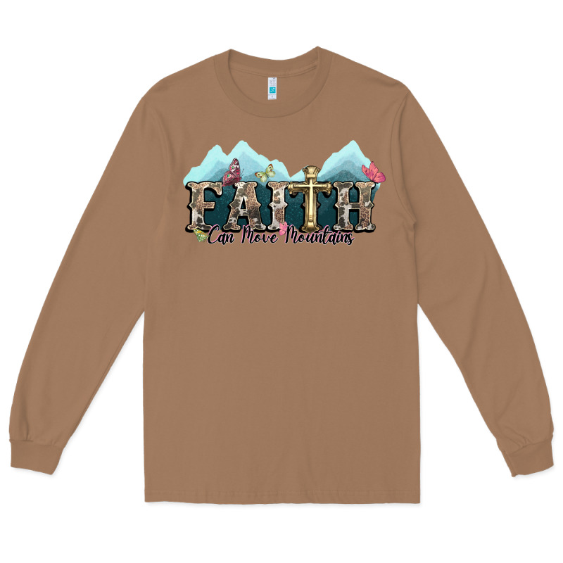Faith Can Move Mountains Cross Long Sleeve Tee by NancyCooperArtShop | Teevron