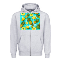 Heather Grey blue pineapple Zipper Hoodie - BarkalooDesign