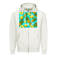 Oatmeal Heather blue pineapple Zipper Hoodie - BarkalooDesign