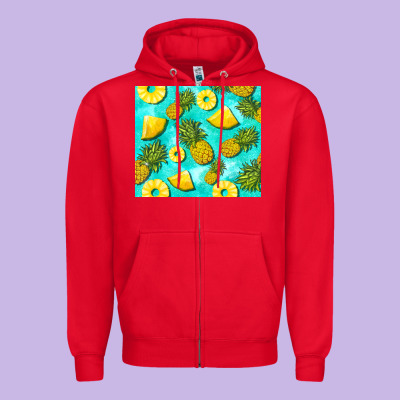 Blue Pineapple Zipper Hoodie Designed By Barkaloodesign