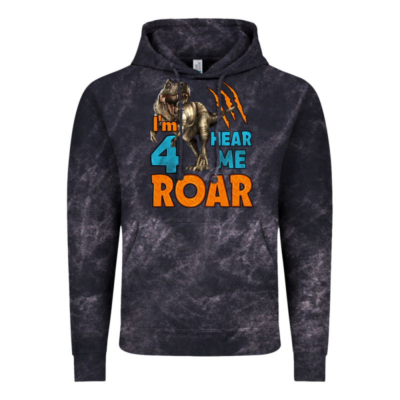I'm Four Hear Me Roar Dinosaur Birthday Vintage Hoodie by LillyAllenDesigns | Teevron