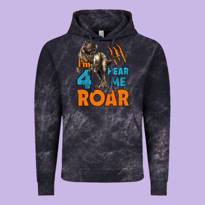 I'm Four Hear Me Roar Dinosaur Birthday Vintage Hoodie Designed By Lillyallendesigns