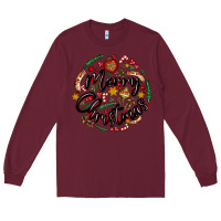Burgundy merry christmas Long Sleeve Tee - MaliasSmallBusiness