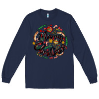 Navy merry christmas Long Sleeve Tee - MaliasSmallBusiness