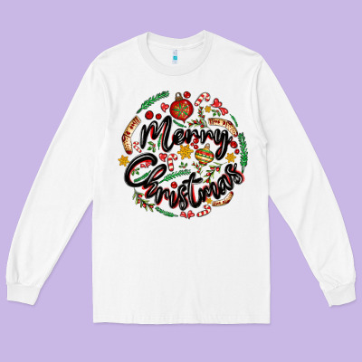 Merry Christmas Long Sleeve Tee Designed By Maliassmallbusiness
