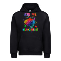 Black Ask me about neurodiversity Urban Hoodie - FaDigitalArtStudio