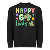 Black happy go lucky Heavyweight Sweatshirt - MaliasSmallBusiness