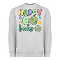 Heather Grey happy go lucky Heavyweight Sweatshirt - MaliasSmallBusiness