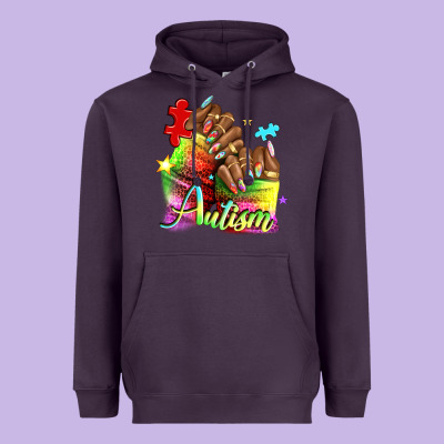 Black Woman Autism Nails Heavyweight Hoodie Designed By Nancycooperartshop