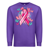 Purple Breast Cancer ribbon Cancer Awareness Premium Sweatshirt - HowdyJamesFarm