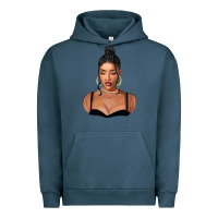 Pigment Midnight Navy black woman Urban Hoodie - FaDigitalArtStudio