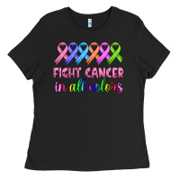 Black fight cancer in all colors Ladies Tee - HRA Design Shop