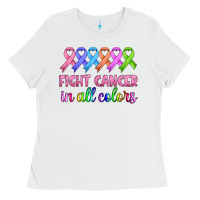 White fight cancer in all colors Ladies Tee - HRA Design Shop