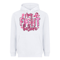 White pray fight believe breast cancer Heavyweight Hoodie - texasbilliewilder