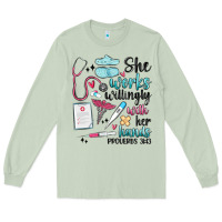 Matcha she works willingly with her hands Long Sleeve Tee - MaliasSmallBusiness