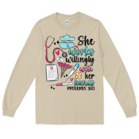 Mushroom she works willingly with her hands Long Sleeve Tee - MaliasSmallBusiness