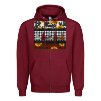 Burgundy christmas trees and sunflowers Zipper Hoodie - Jasminsmagicworld