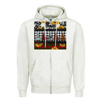 Oatmeal Heather christmas trees and sunflowers Zipper Hoodie - Jasminsmagicworld