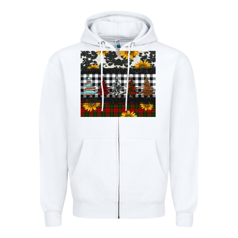 Christmas Trees And Sunflowers Zipper Hoodie by Jasminsmagicworld | Teevron