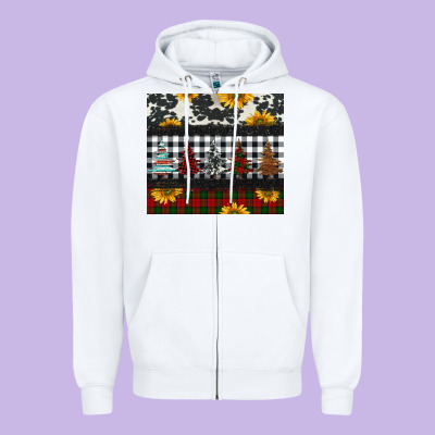 Christmas Trees And Sunflowers Zipper Hoodie Designed By Jasminsmagicworld